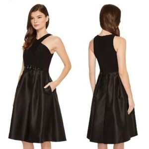 Adrianna Papell Black Halter Midi Dress